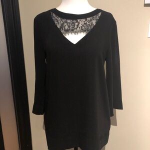 Tristan Elegant Black Lace Trim Women's Top Size XS